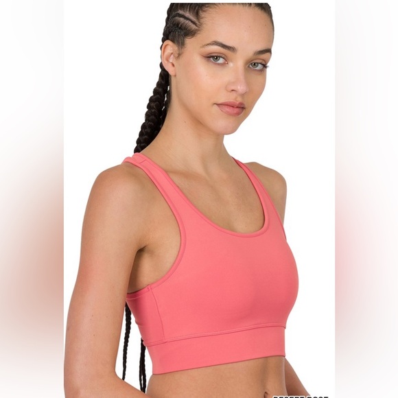 Zenana Outfitters Other - NWT! Desert Rose Pink Athletic Racerback Seamless Padded Bra Sports